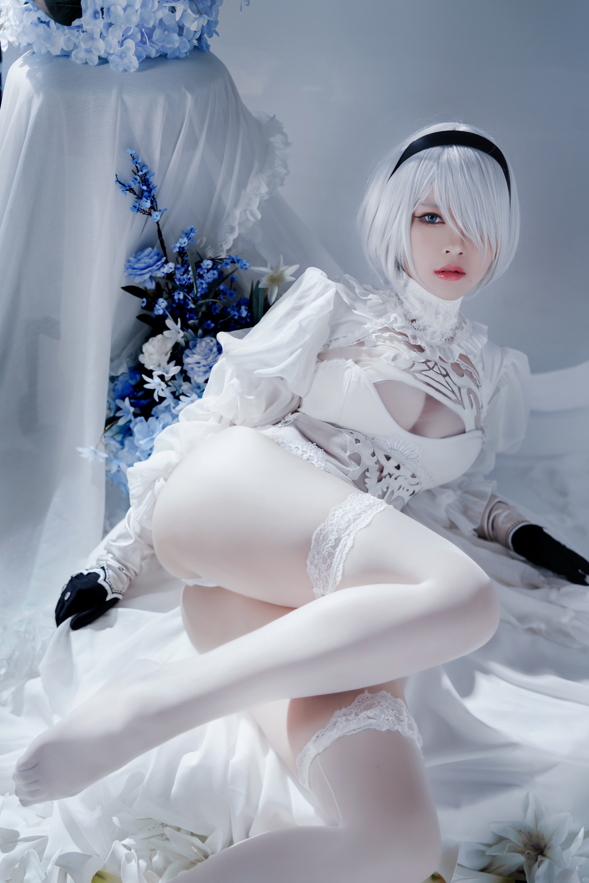 图片[1]-半半子 – NO.030 Automataヨルハ二号B型 白いドレス [51P]-XikXak